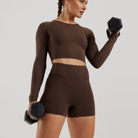 Essential Long Sleeve Crop Top | Cocoa