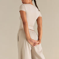 Smooth Contour Midi Short Sleeve T-Shirt | Stone