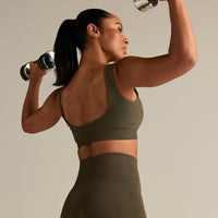 Power Seamless Open Back Mini Bra | Dark Olive