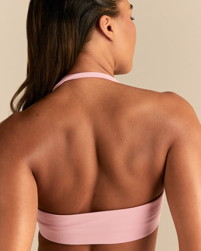 Essential Twist Front Halter Bra | Sweet Pink
