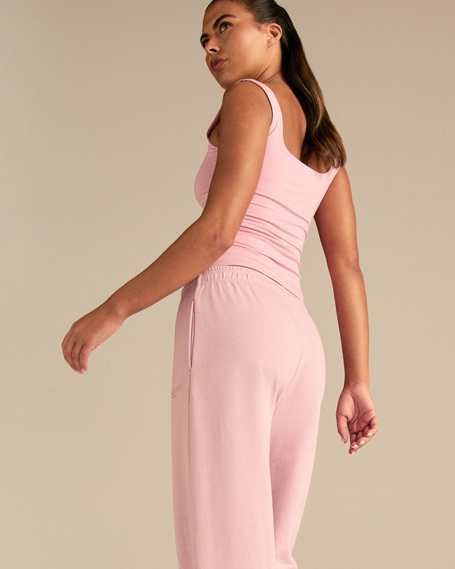 Comfort Lightweight Straight Leg Mid Waist Joggers | Sweet Pink