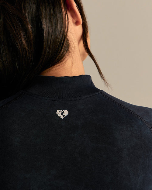 Power Seamless Mock Neck Long Sleeve Top | Washed Black