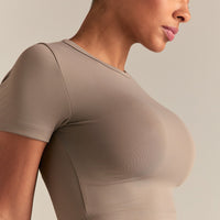 Essential Cropped Short Sleeve Tee | Taupe Grey