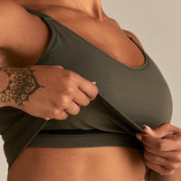 Power Seamless Built-In Bra Tank | Dark Olive