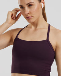 Essential Built-In Bra Crop Tank Top | Midnight Plum