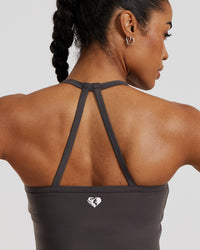 Essential Built-In Bra Crop Tank Top | Graphite