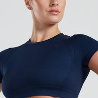 Motion Seamless Short Sleeve Crop Top | Sapphire Blue