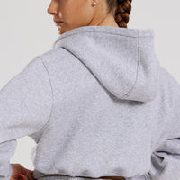 Comfort Cropped Full Zip Hoodie | Silver Grey Marl