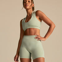 Power Enhanced High Waist Shorts | Calming Green (3/6)