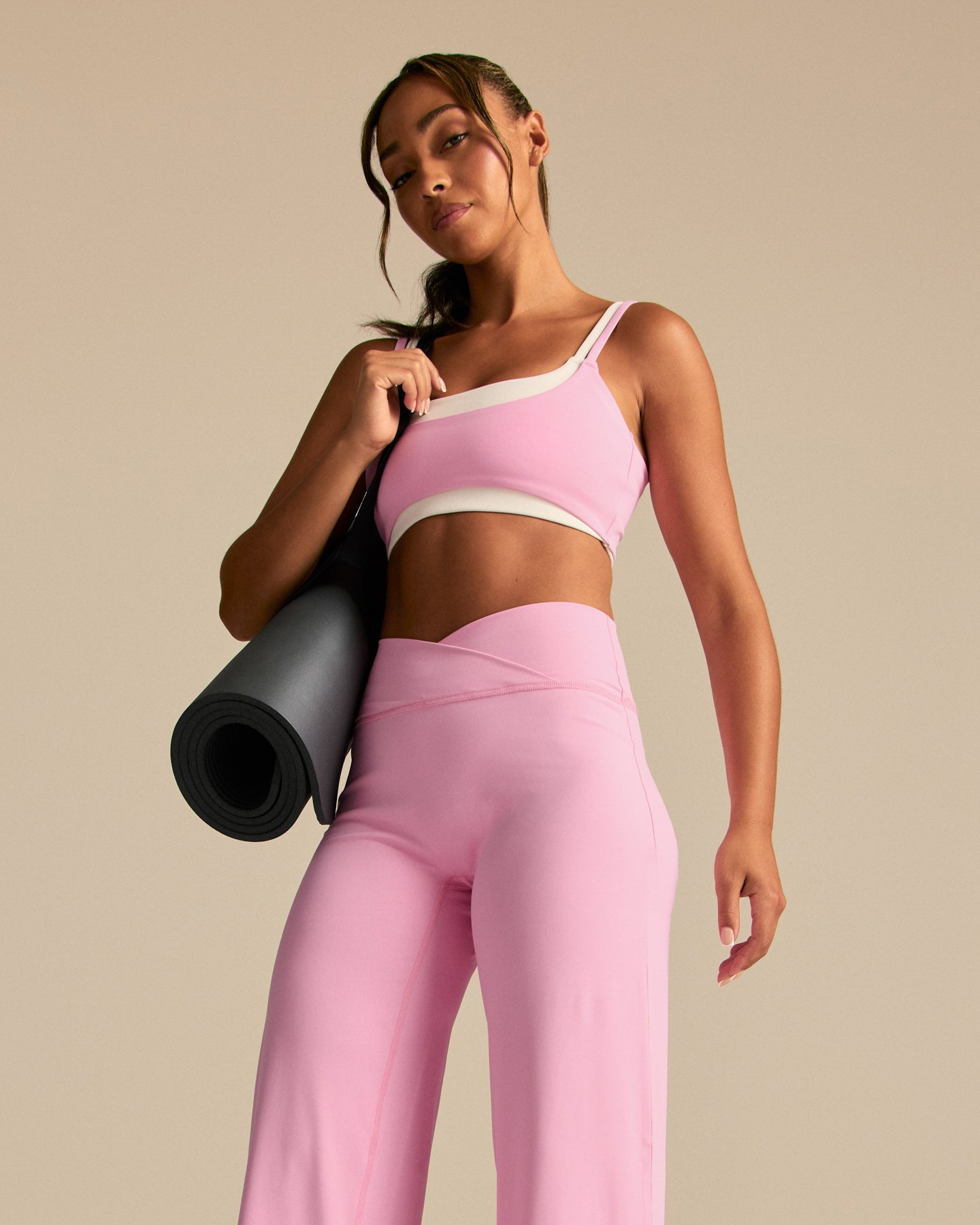 Essential Wrap High Waist Straight Leg Pants | Candy Pink (3/6)