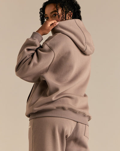 Comfort Oversized Sports Club Hoodie | Taupe Grey