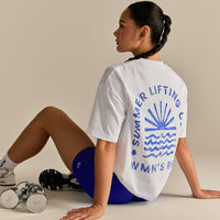 Comfort Summer Lifting Club Oversized T-Shirt | White/Luminous Blue