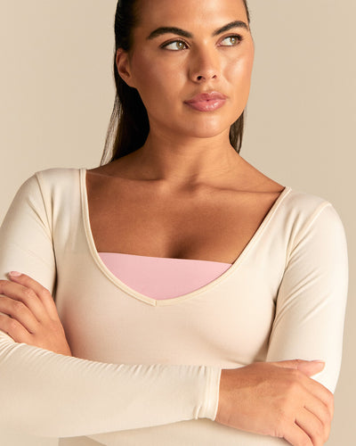 Smooth Contour Long Sleeve Reversible T-Shirt | Coconut White