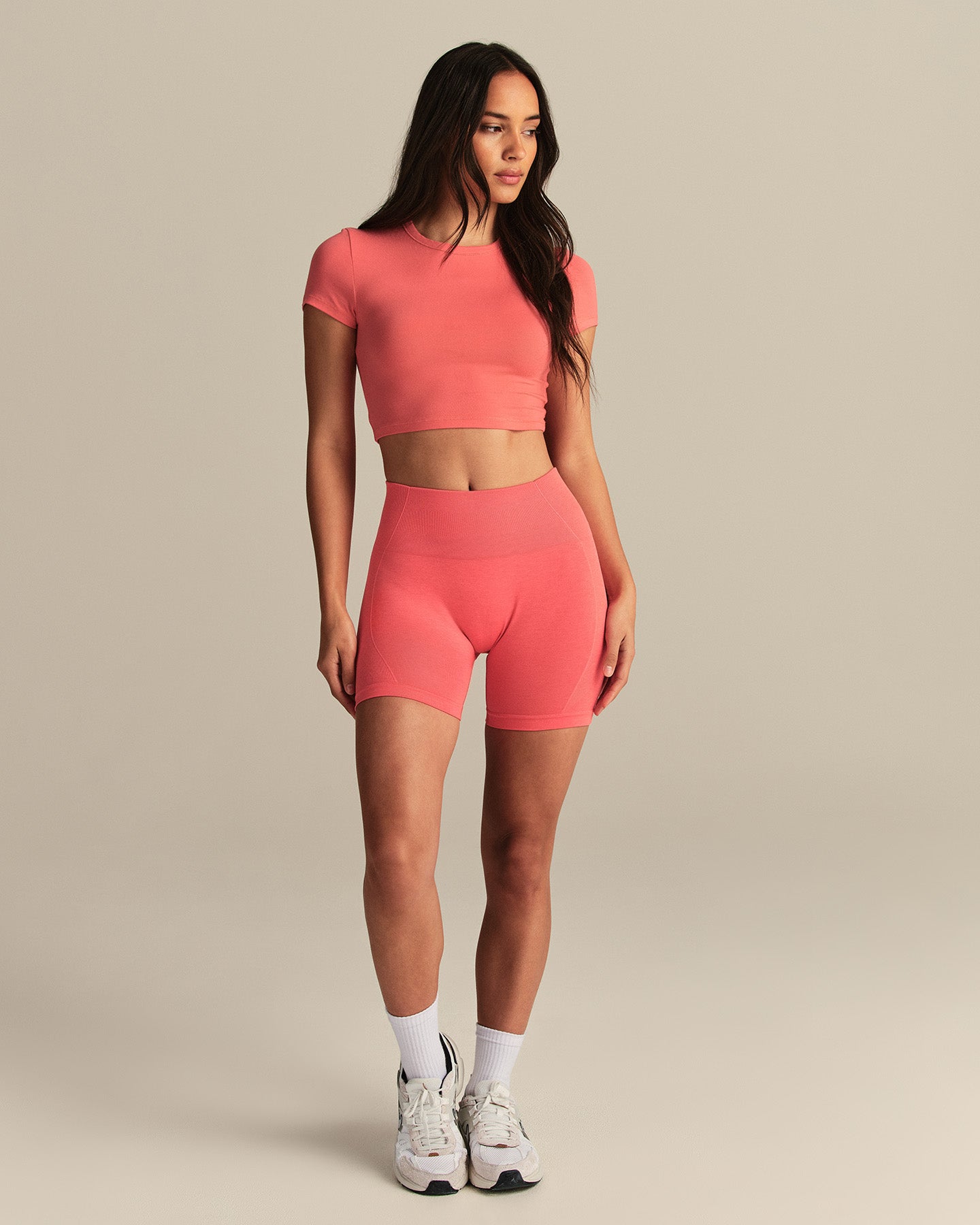 Smooth Contour Cropped Short Sleeve T-Shirt | Sunlit Coral
