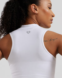 Define Seamless Half Zip Crop Tank | White