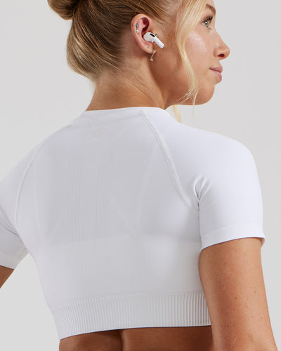 Power Seamless Short Sleeve Crop Top - White | Women's Best Power Seamless Short Sleeve Crop Top - White | Women's Best