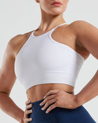 Define Seamless High Neck Bra | White