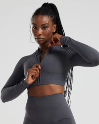 Define Seamless Crop Zip Jacket | Graphite