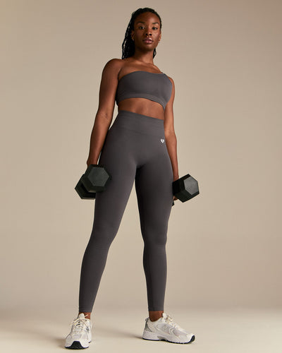 Power Seamless One Shoulder Bra | Graphite