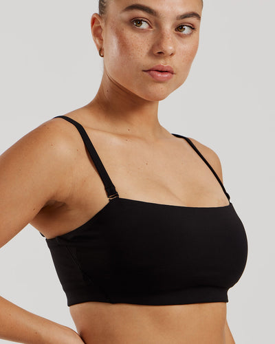 Convertable Panel Bra Bandeau Bra Black - Removable, Convertible Straps | Women's Best US