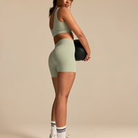 Power Enhanced High Waist Shorts | Calming Green (4/6)