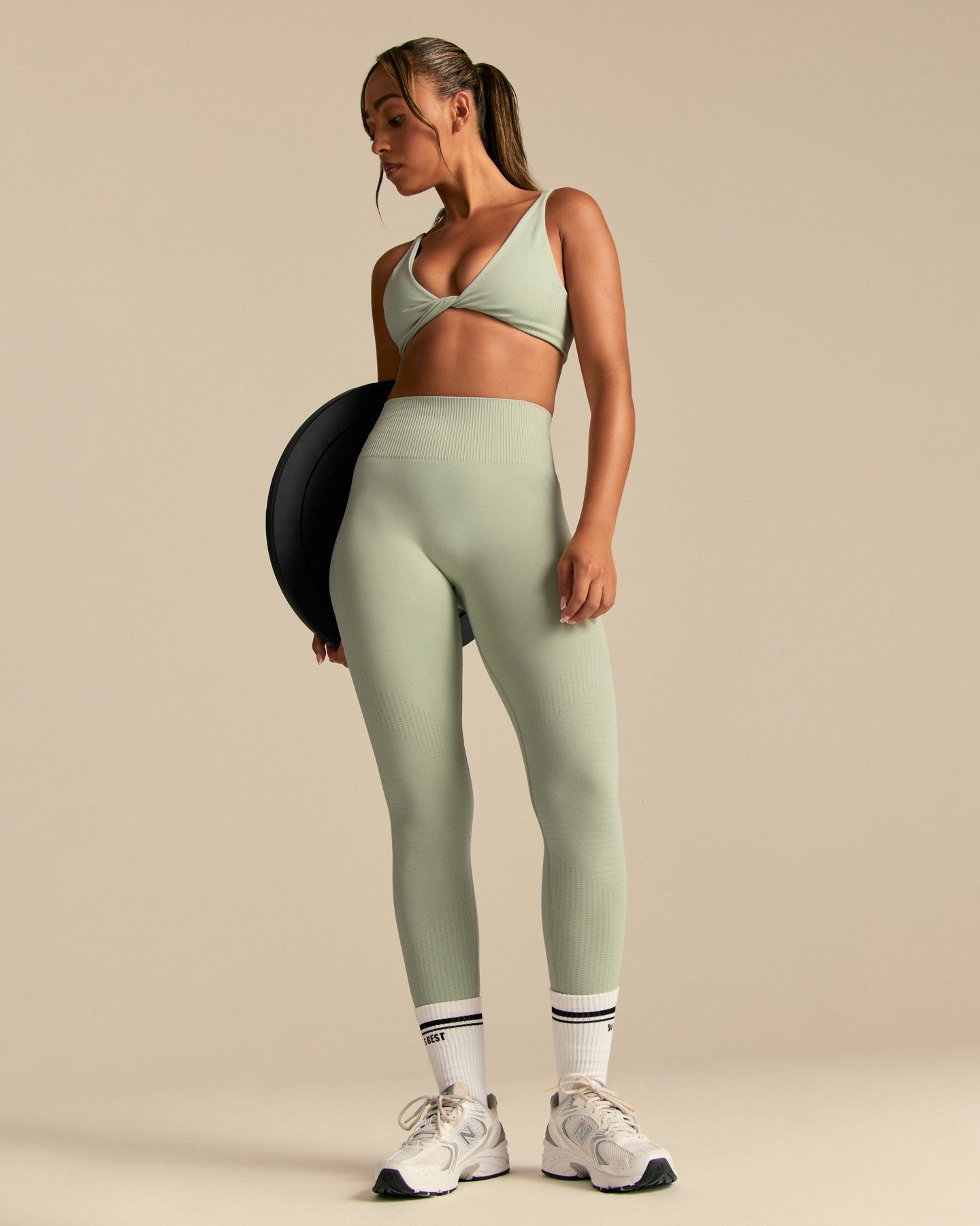 Power Enhanced High Waist Leggings | Calming Green (4/6)