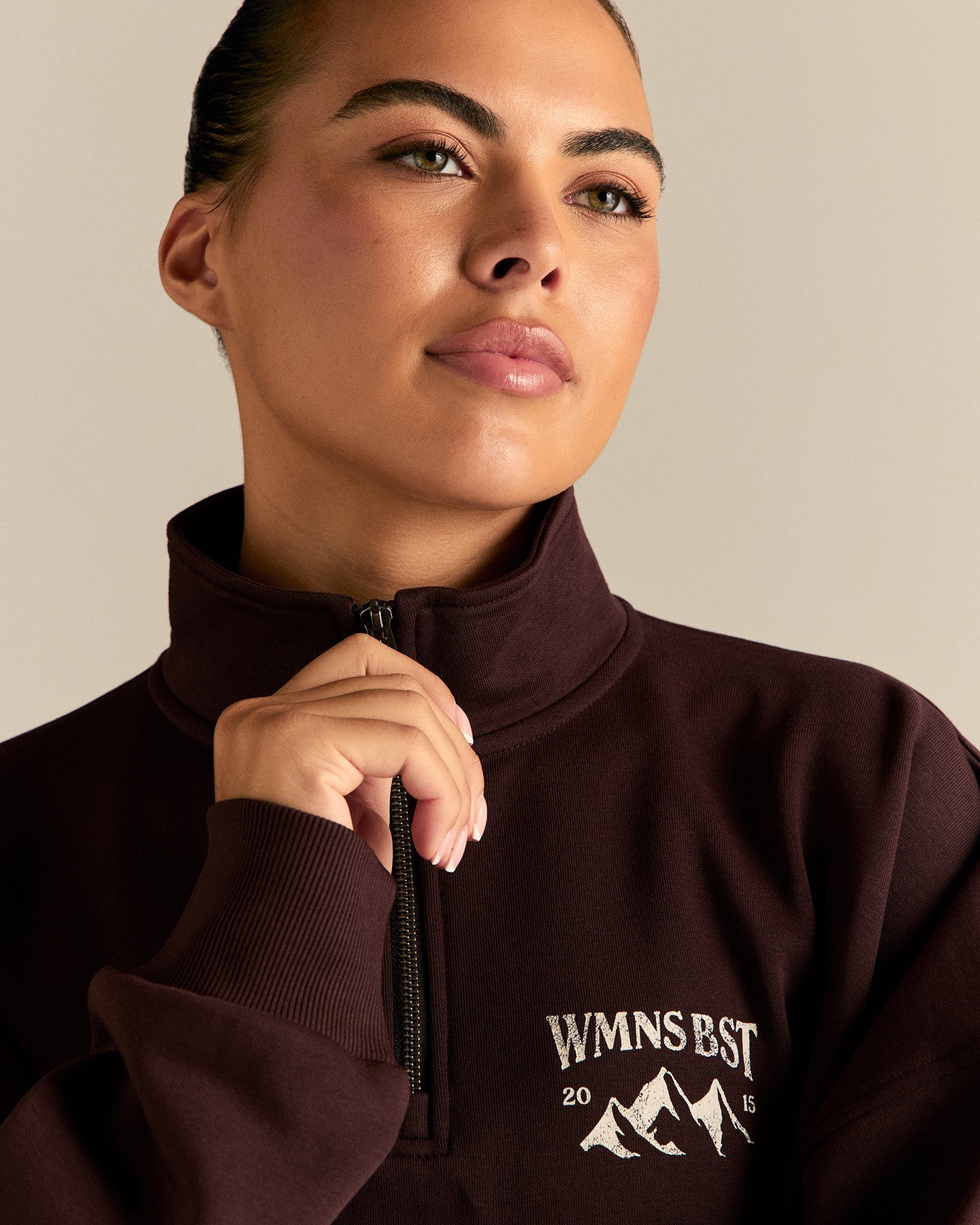 Comfort Outdoor 1/4 Zip Graphic Sweat | Cafe Noir