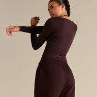 Smooth Contour Long Sleeve Reversible T-Shirt | Cafe Noir