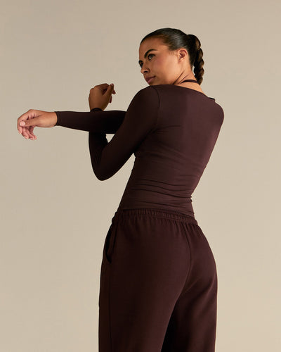 Smooth Contour Long Sleeve Reversible T-Shirt | Cafe Noir