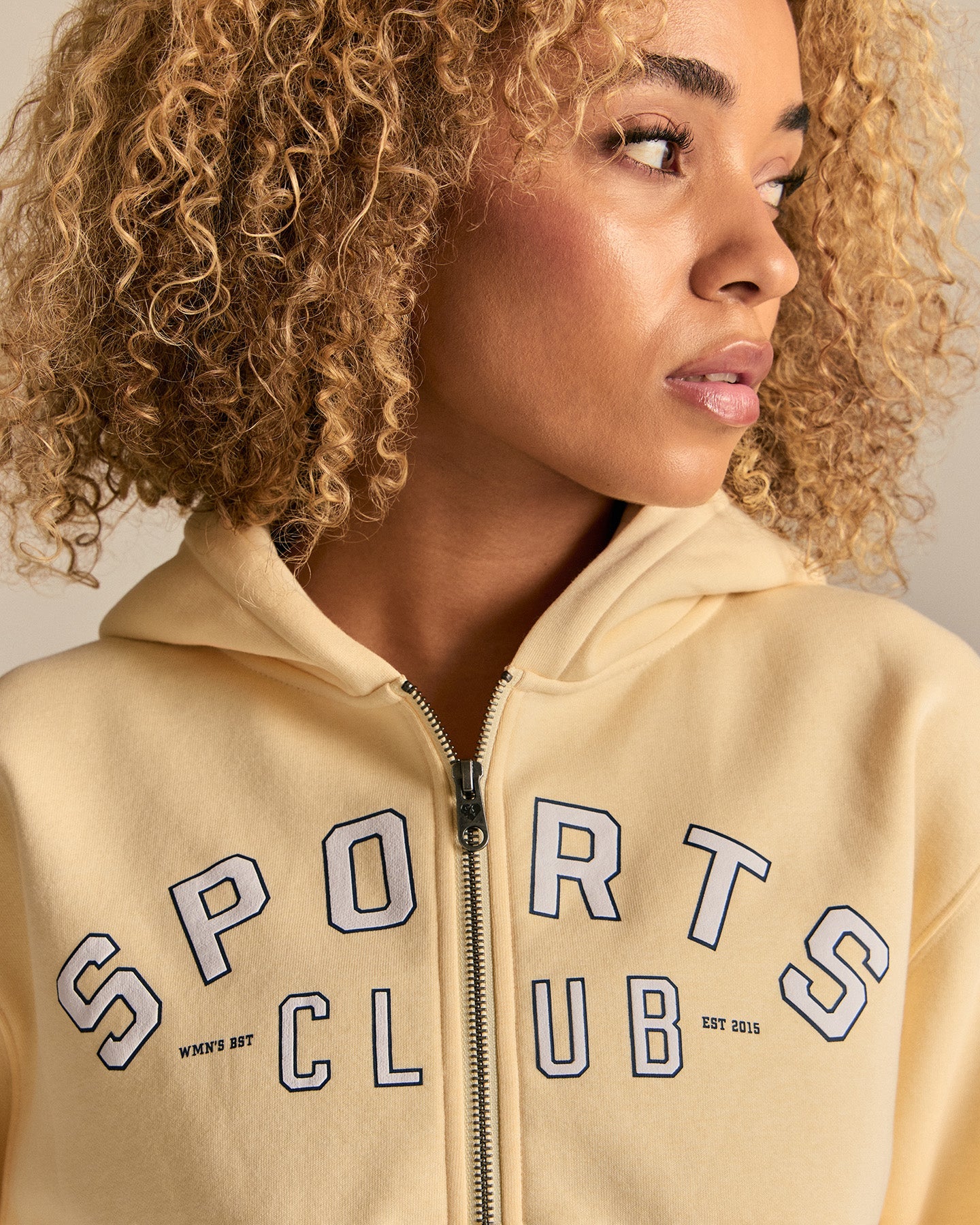 Comfort Cropped Sports Club Hoodie | Buttercup