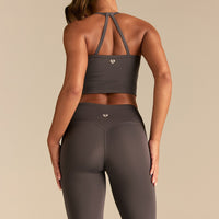 Essential Built-In Bra Crop Tank Top | Slate Grey