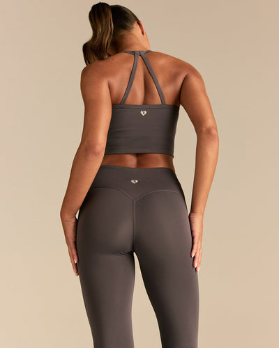Essential Built-In Bra Crop Tank Top | Slate Grey