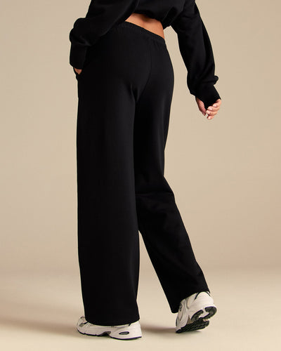 Comfort Lightweight Straight Leg Mid Waist Joggers | Black
