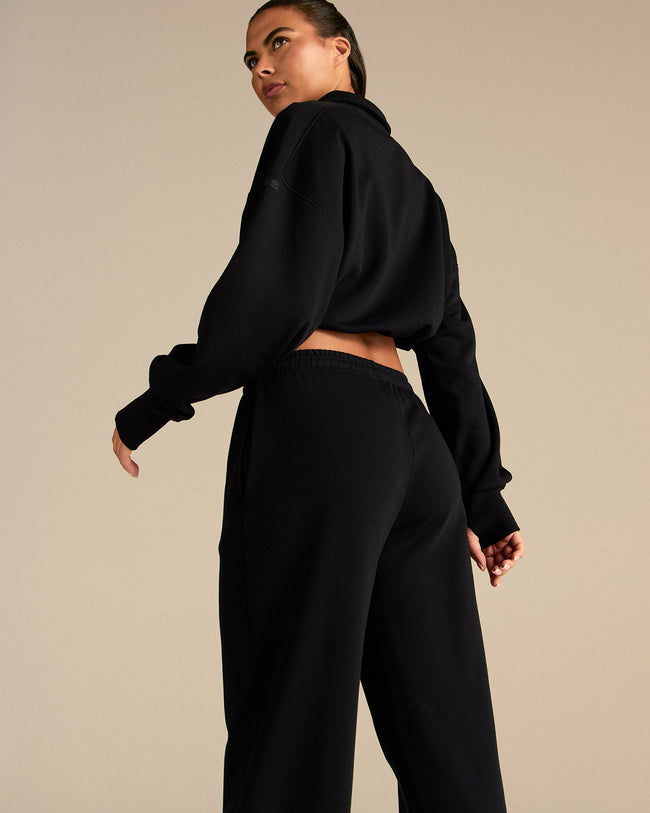 Comfort Lightweight Half Zip Draw Hem Sweat | Black