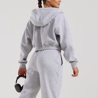 Comfort Cropped Full Zip Hoodie | Silver Grey Marl