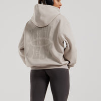 Comfort Oversized Statement Graphic Hoodie | Stone