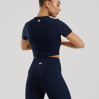 Essential Cropped Short Sleeve Tee | Sapphire Blue