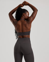 Motion Seamless Halter Bra | Graphite