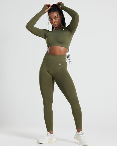 Khaki Seamless Leggings for Women | Women's Best