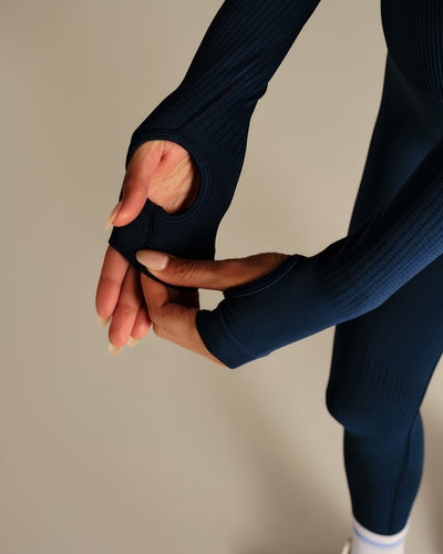 Power Long Sleeve Crop Top | True Navy