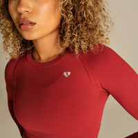 Power Long Sleeve Crop Top | True Red