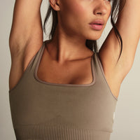 Power Seamless Open Back Mini Bra | Taupe Grey
