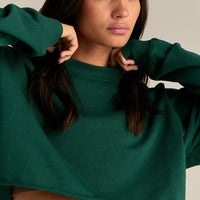 Comfort Lightweight Cropped Sweat | Emerald