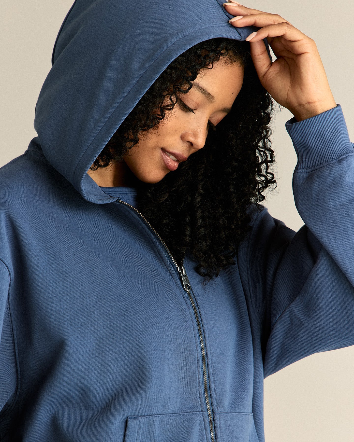 Comfort Lightweight Oversized Zip Up Hoodie | Blueberry