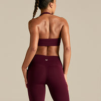 Essential Twist Front Halter Bra | Merlot