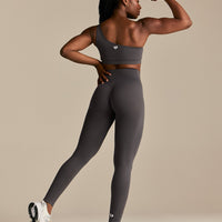 Power Seamless One Shoulder Bra | Graphite