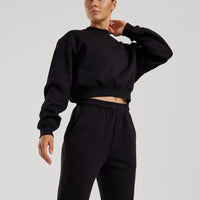 Comfort Cropped Crew Neck | Black