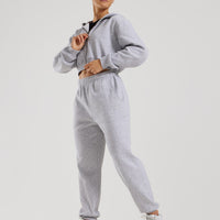 Comfort Cropped Full Zip Hoodie | Silver Grey Marl