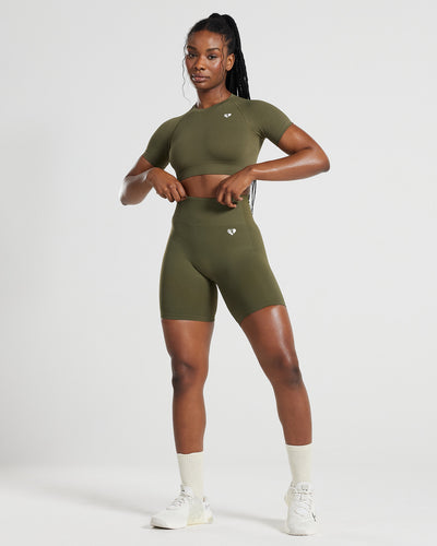 Power Seamless Cycling Shorts Khaki | Women's Best US