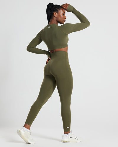 Khaki Seamless Leggings for Women | Women's Best